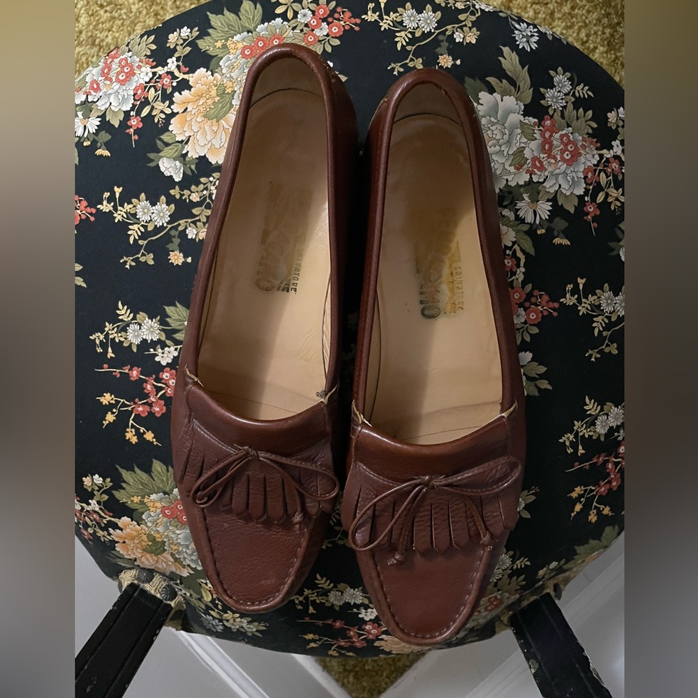 Vintage Salvatore Ferragamo Rich Brown Leather Loafers - Picture 7 of 11